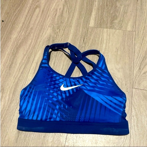 Nike Blue Racerback Sports Bra with Geometric Design - Picture 1 of 3